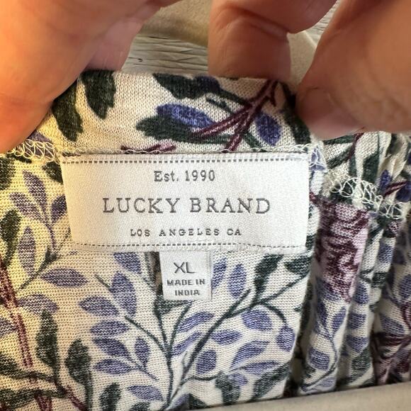 Lucky brand peasant top balloon sleeve drawstring collar floral bohemian hippie - Picture 6 of 11